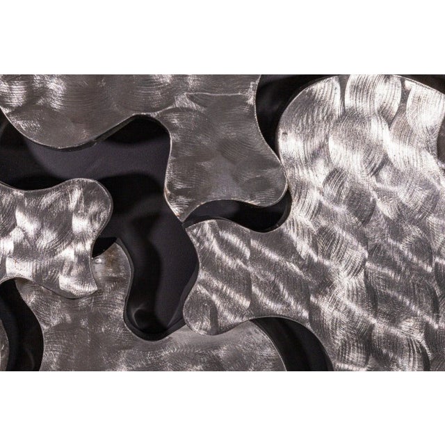 Curtis Jere 1999 Signed Curtis Jere Puzzle Piece Brushed Metal Wall Sculptures - A Pair For Sale - Image 4 of 12