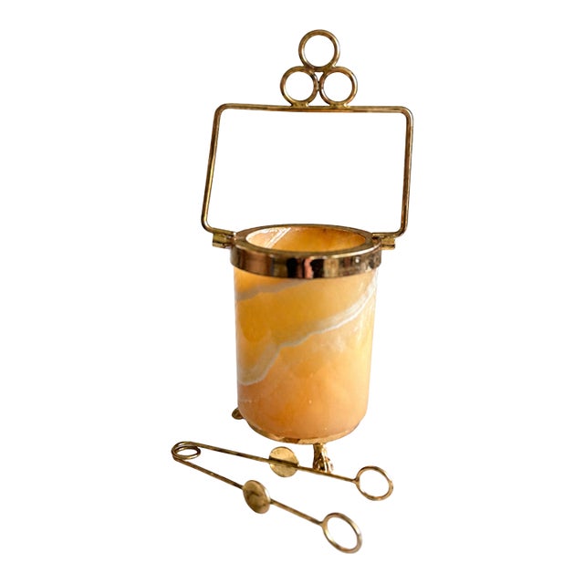 Vintage Onyx Garnish Server With Tongs Bar Decor For Sale