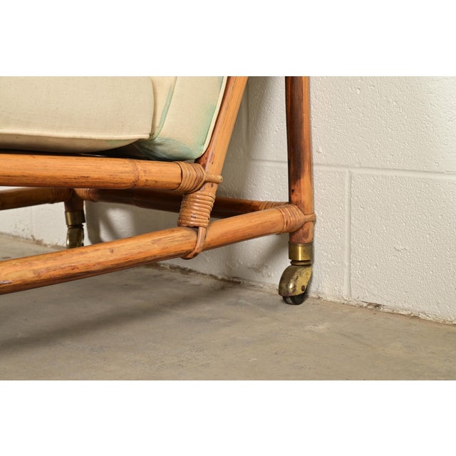 Brown John Wisner for Ficks Reed Mid-Century Hollywood Regency Bamboo Rattan Lounge Chair, 1950s For Sale - Image 8 of 16