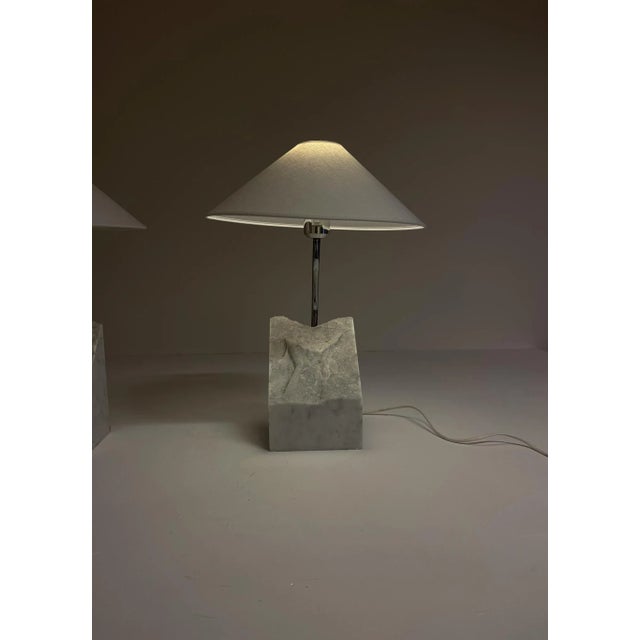 Mid-Century Marble and Steel Table Lamps from Bergboms, 1970s, Sweden, Set of 2 For Sale - Image 10 of 17