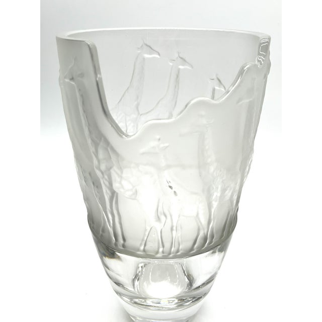 Large Frosted Lead Crystal Vase with Giraffes from Nachtmann, 1990s For Sale - Image 7 of 14