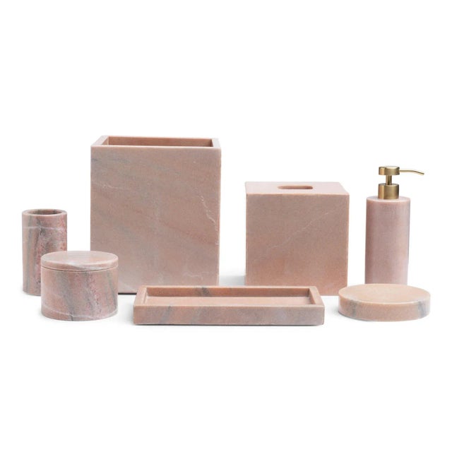 An elegant addition to any bathroom, our Rossa bath accessories are made from a dusty rose colored marble. Each piece is...