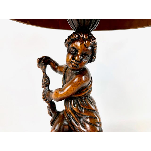 Antique Wooden Carved Cherub Bacchus Side Table, 1890s For Sale - Image 9 of 15