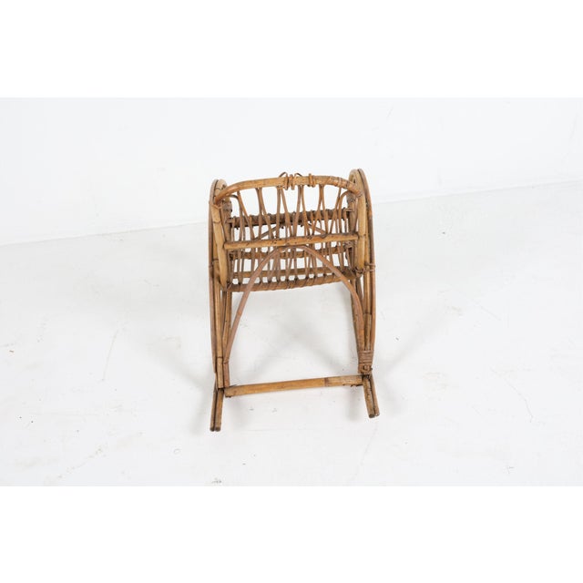Mid 20th Century Mid 20th Century Danish Child's Bamboo & Rattan Rocking Chair For Sale - Image 5 of 8