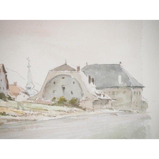 René Leverd, Switzerland, The village of Saint-Gingolph, Watercolor For Sale - Image 6 of 7
