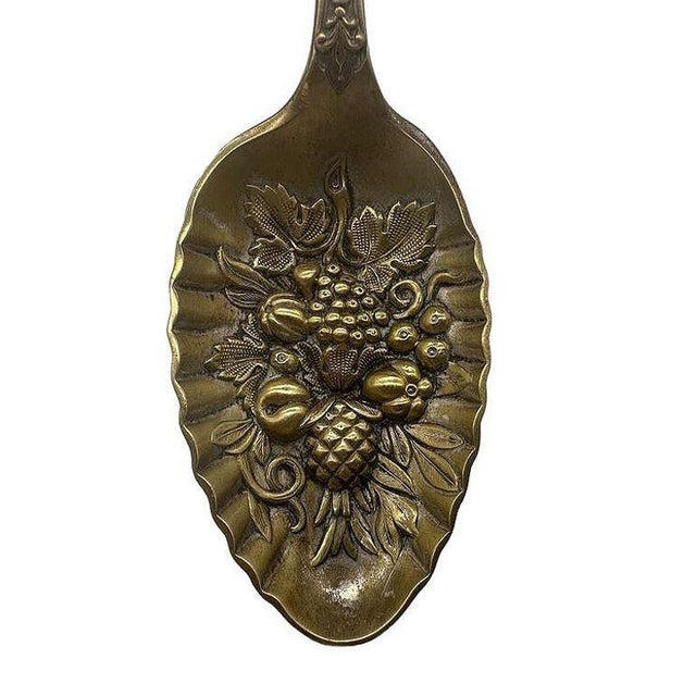 Antique Ornate Leaf Berry & Flower Fruit Scene Jam Berry Spoon by J B & Sons For Sale In Los Angeles - Image 6 of 7
