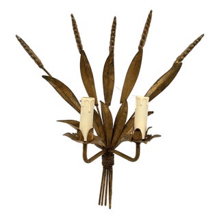 Gilt Metal Wall Sconces, 1960s, Set of 2 For Sale