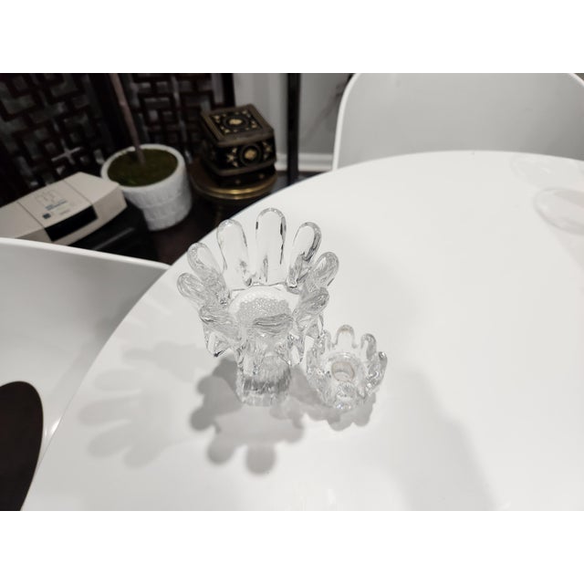 Candlesticks from the sunflower series by Göran Wärff. This is a 2 peice set. Kosta Boda art.