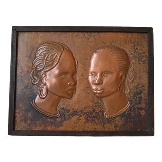 Portrait of African Women in Copper by Tshiasuma, 1984 For Sale