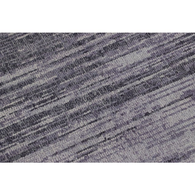 Rug & Kilim’s Modern Textural Rug, Gray and Purple Striae For Sale In New York - Image 6 of 7