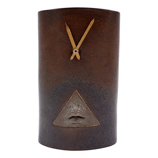 Vintage Bronze Glazed Ceramic Table Clock from Kienzle International For Sale