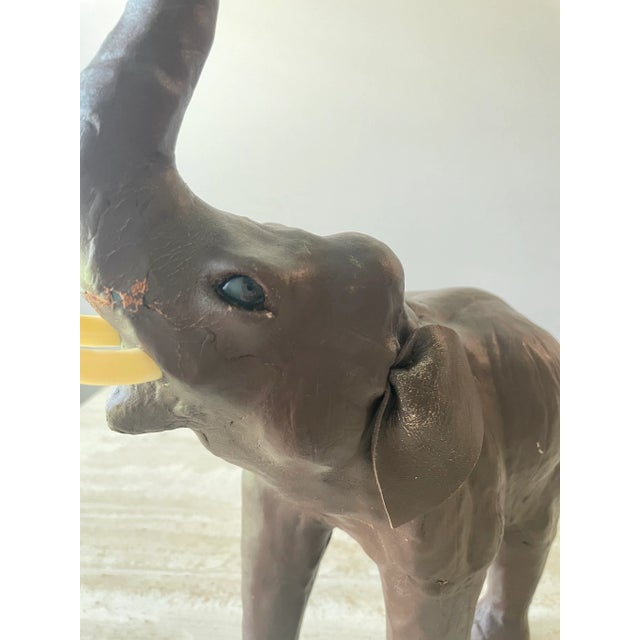 Leather elephant sculpture.