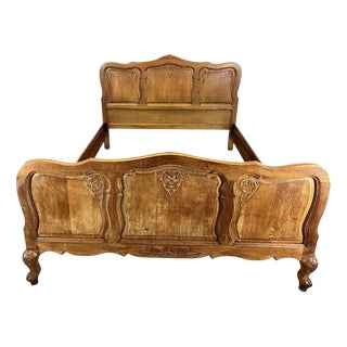Bed Vintage French Louis Xvi Double Bed Frame Oak Carved Headboard Lot 4603 For Sale
