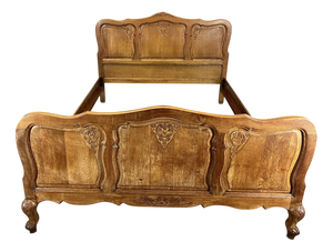 Bed Vintage French Louis Xvi Double Bed Frame Oak Carved Headboard Lot 4603