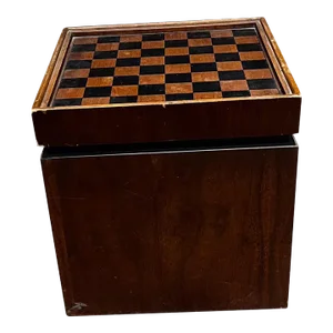 1960s by Lane Walnut and Vinyl Chess Table With Storage