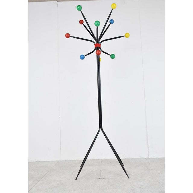 Fabulous XL modernist multicolour atomic coat stand. This remarkable coat stand has 12 coloured wooden balls. Suitable for...