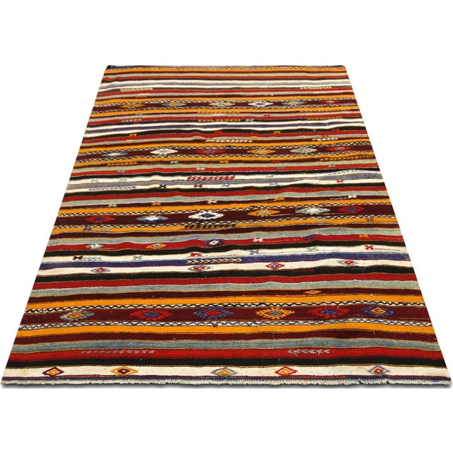 1950s 1950s Turkish Kilim Rug For Sale - Image 5 of 6
