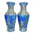Pair of Chinese Hexagonal Blue Ground Famille Rose Peacock & Bird Porcelain Vases, Chinoiserie Decor Vessels For Sale