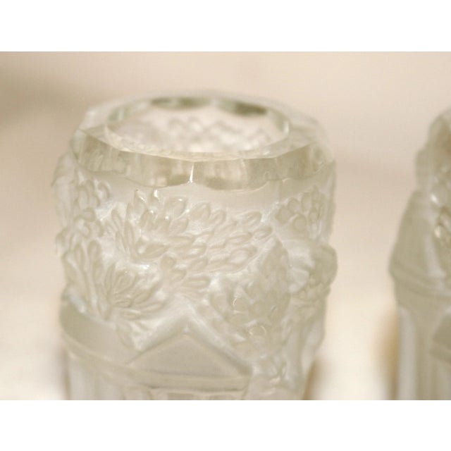 Pair 2 Vintage Capitol Building Frosted Clear Crystal Candlestick Candle Holders For Sale - Image 12 of 12