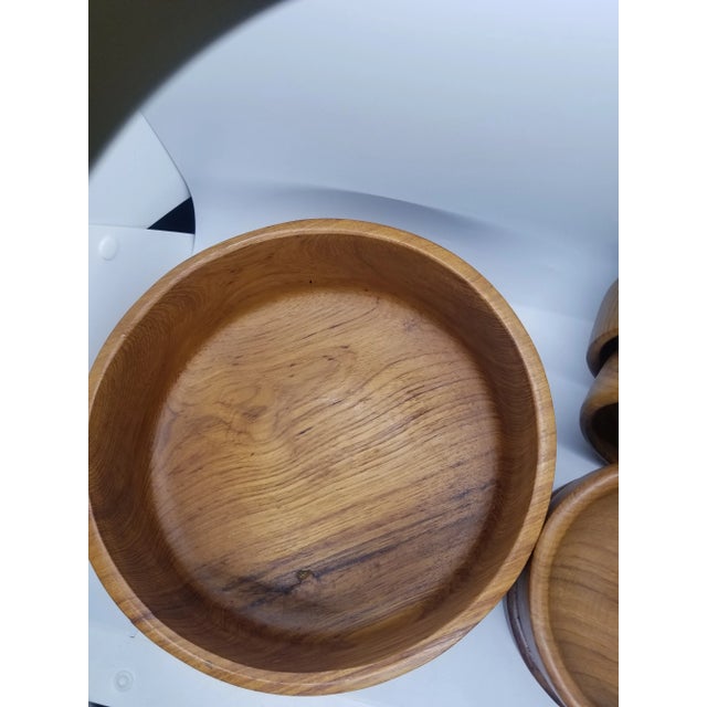 Mid-Century Modern Vintage Teak Wood Salad Bowl Set (5), MCM For Sale - Image 3 of 7