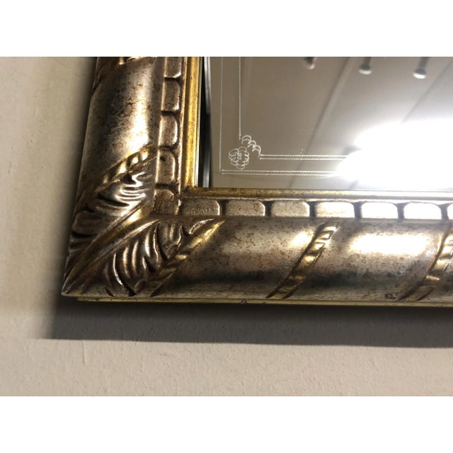 Italian Italian Hand-Engraved Mirror in Gold and Silver Leaf For Sale - Image 3 of 11