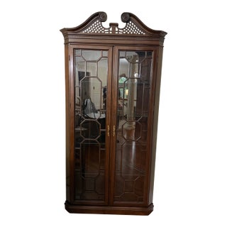 Hekman Attributed Mahogany Corner Display Cabinet For Sale