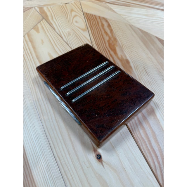 1970s Vintage Italian Burl Wood and Chrome Decorative Box For Sale - Image 5 of 8
