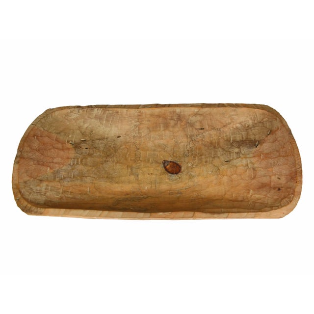 Brown Mid-Century Organic Rustic Hand Carved Solid Wood Dough Style Bowl For Sale - Image 8 of 8