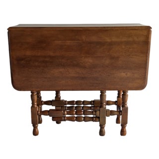Jacobean Revival Style Elm Finish Gate Leg Table, Early to Mid-20th Century For Sale