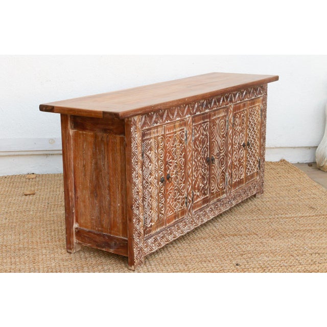 Finely Carved Coromandel Whitewash Sideboard For Sale - Image 10 of 10