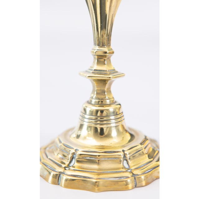 Late 19th Century Antique Art Nouveau English Brass Candlesticks - A Pair For Sale - Image 5 of 10