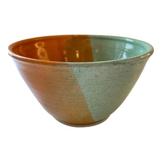 Handmade Pottery Large Speckled Stoneware Serving Bowl, Signed Mark Boka For Sale