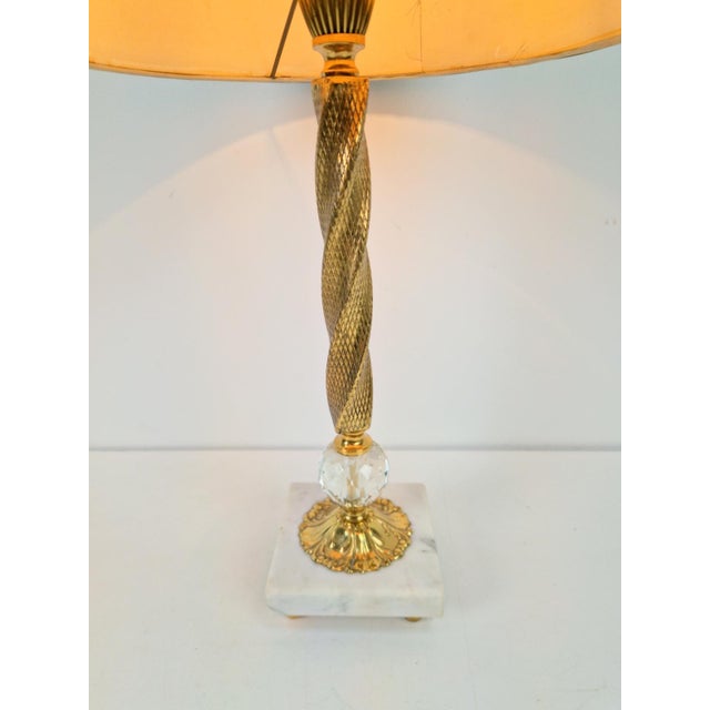 Empire Marble Crystal Brass Stem Table Lamp, 1920, in Flawless conditions. Designed 1920 to 1949 European Plug (up to...