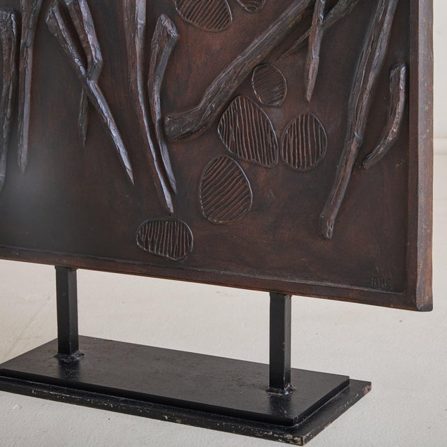 1980s French Cast Iron Sculpture with Abstract Motifs by René Coutelle For Sale - Image 11 of 18