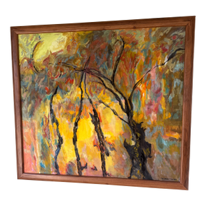 1980s CB Goodstein Abstract Art Paint on Canvas - Signed