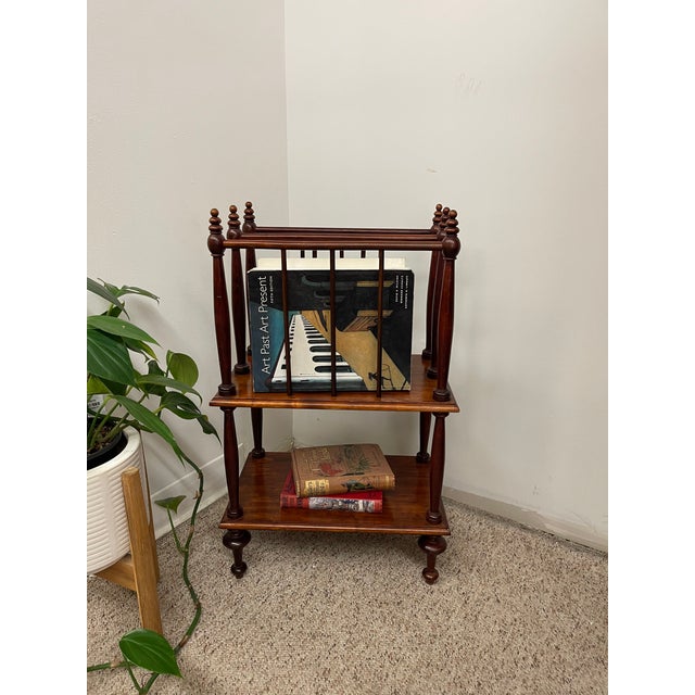 Brown Late 19th Century Victorian-Style Two-Tier Magazine Rack With Turned Spindle Supports For Sale - Image 8 of 10