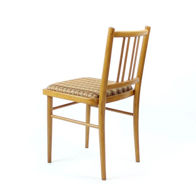 Mid-Century Oak & Fabric Dining Chairs from TON, Czechoslovakia, Set of 4 For Sale - Image 11 of 14