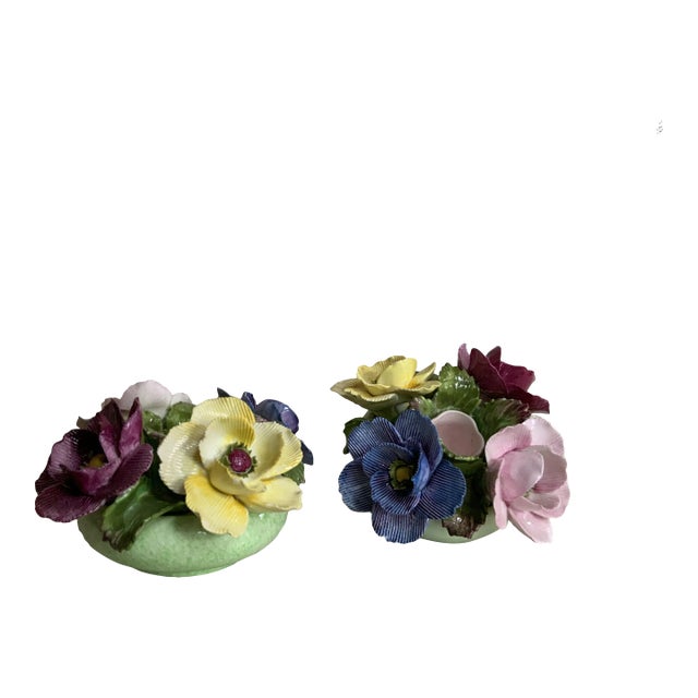 Enchanting 1950s Denton Porcelain Floral Candleholders - Perfect for Warm Weather Entertaining For Sale