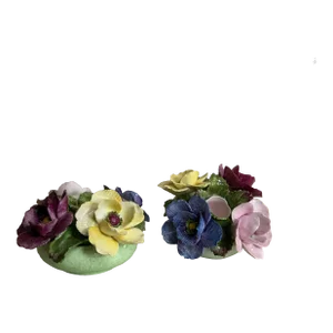 Enchanting 1950s Denton Porcelain Floral Candleholders - Perfect for Warm Weather Entertaining
