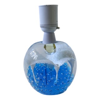 Blue Handmade Art Glass Table Lamp For Sale