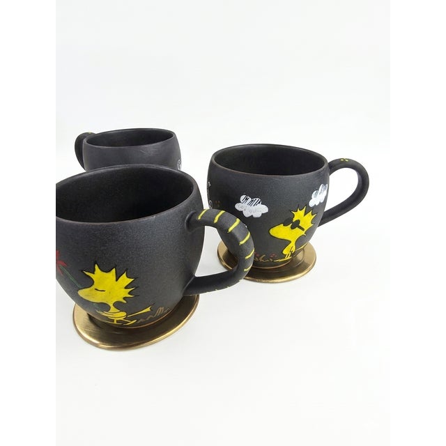 2020s Hand Painted Woodstock Gold Edition Sketch Mugs - Set of 4 For Sale - Image 5 of 9