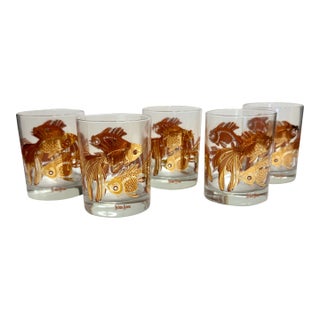 Vintage Neiman Marcus Koi Cocktail Glasses (5) For Sale