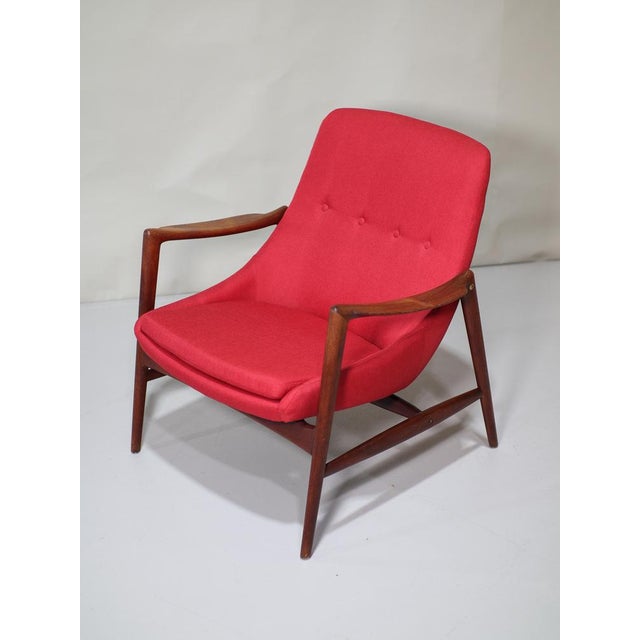 Brown Armchair in Teak and Red Upholstery by Rastad & Relling for Dokka Möbler, Norway, 1950s For Sale - Image 8 of 15