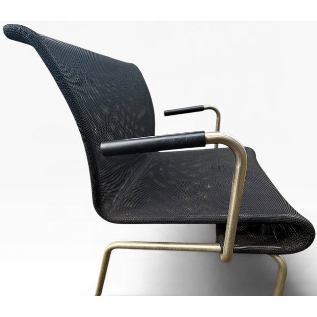 Pair of Keilhauer Net Lounge Armchairs by Eoos in Black Mesh and Tubular Steel For Sale - Image 9 of 16
