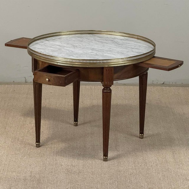 Antique French Louis XVI Mahogany Marble Top Bouillotte Table For Sale - Image 13 of 18