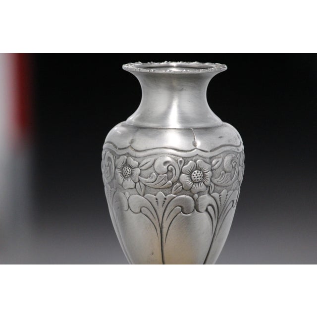 Art Nouveau Ornate Pewter Vase, France, 1920s For Sale - Image 4 of 11
