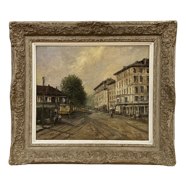 Enrico Gatti, View of the Vecchio rondo a sesto San Giovanni, 1980s, Oil on Canvas For Sale