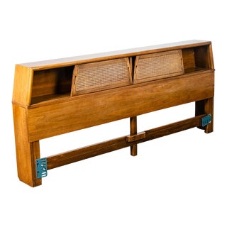 1960s Mid Century Modern Walnut King Size Headboard For Sale