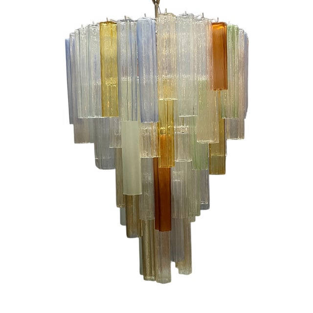 Large Murano Glass Tronchi Tube Chandelier, 1980s For Sale