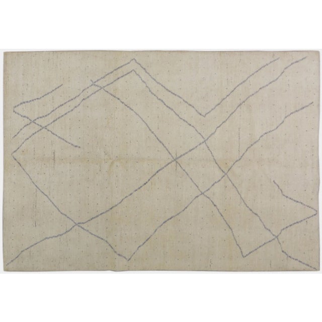 Textile 1990s Moroccan Hand Knotted Rug With Soft Texture,5'7"X8' For Sale - Image 7 of 7